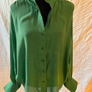Banana Republic button down long sleeve blouse in green. Size Large